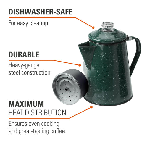 GSI Outdoors removable stem and basket close-up benefit: easy filtering and cleaning