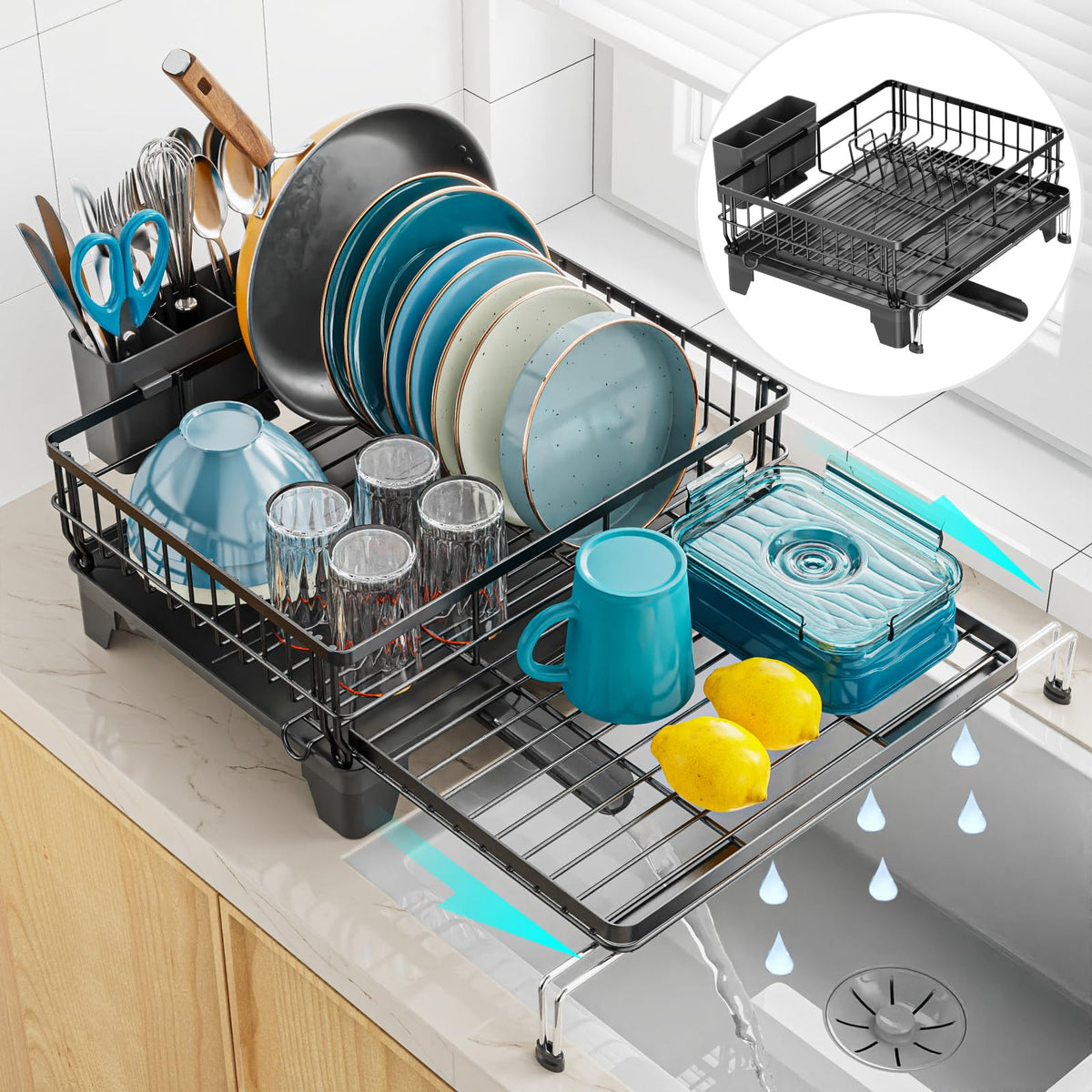 GSlife front view of rack on counter showing compact organization benefit