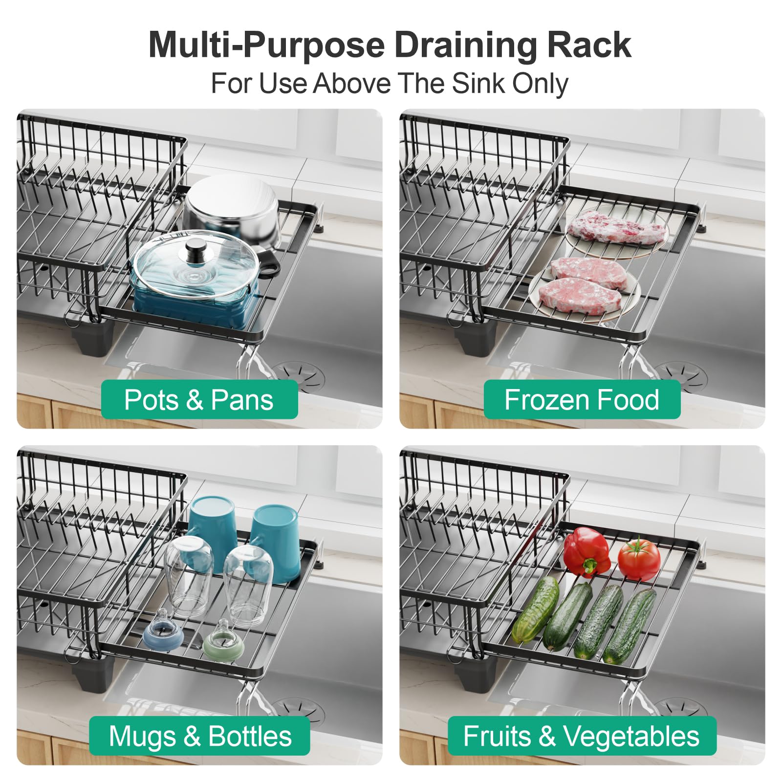 GSlife rack in kitchen lifestyle setting keeping counters dry and neat