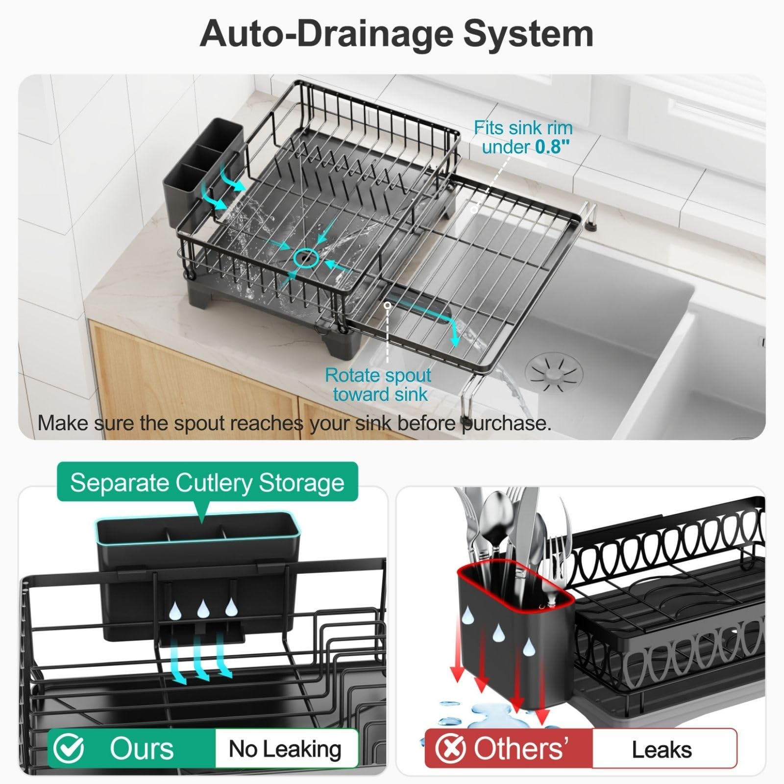 GSlife adjustable support legs extended to fit various sink widths