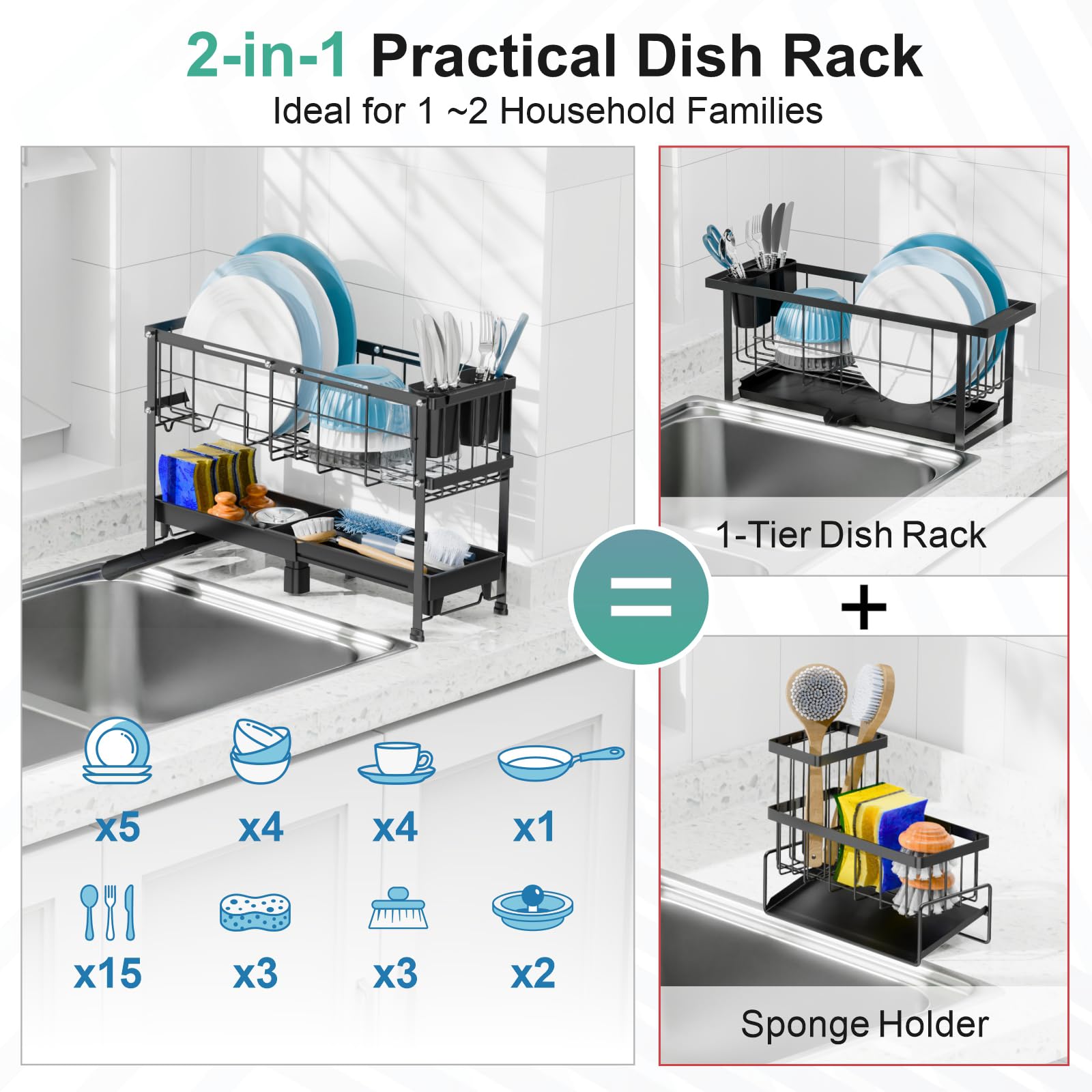 GSlife upper tier holding plates and bowls for efficient drying