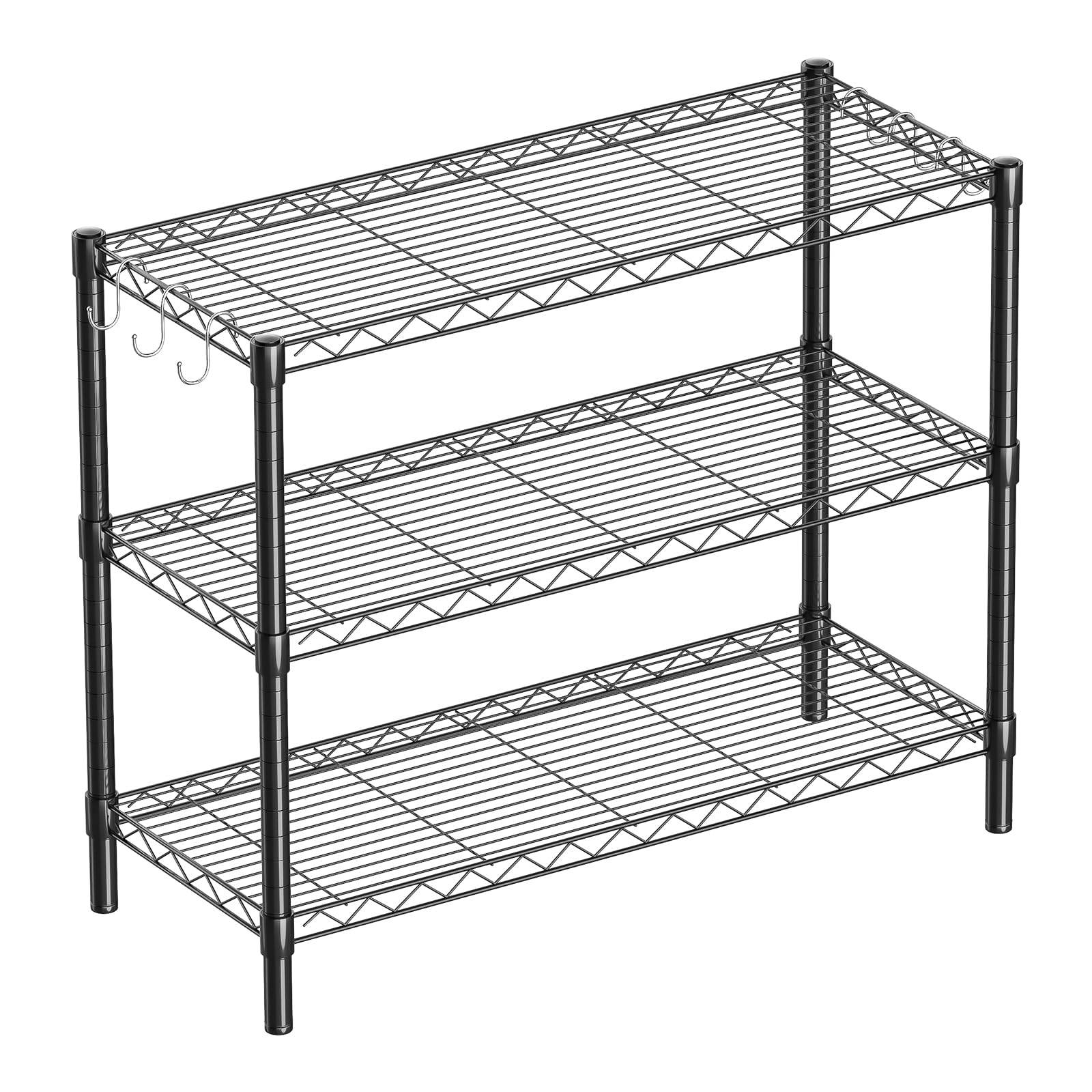 Guan River front view of assembled shelving showing compact footprint and storage benefit