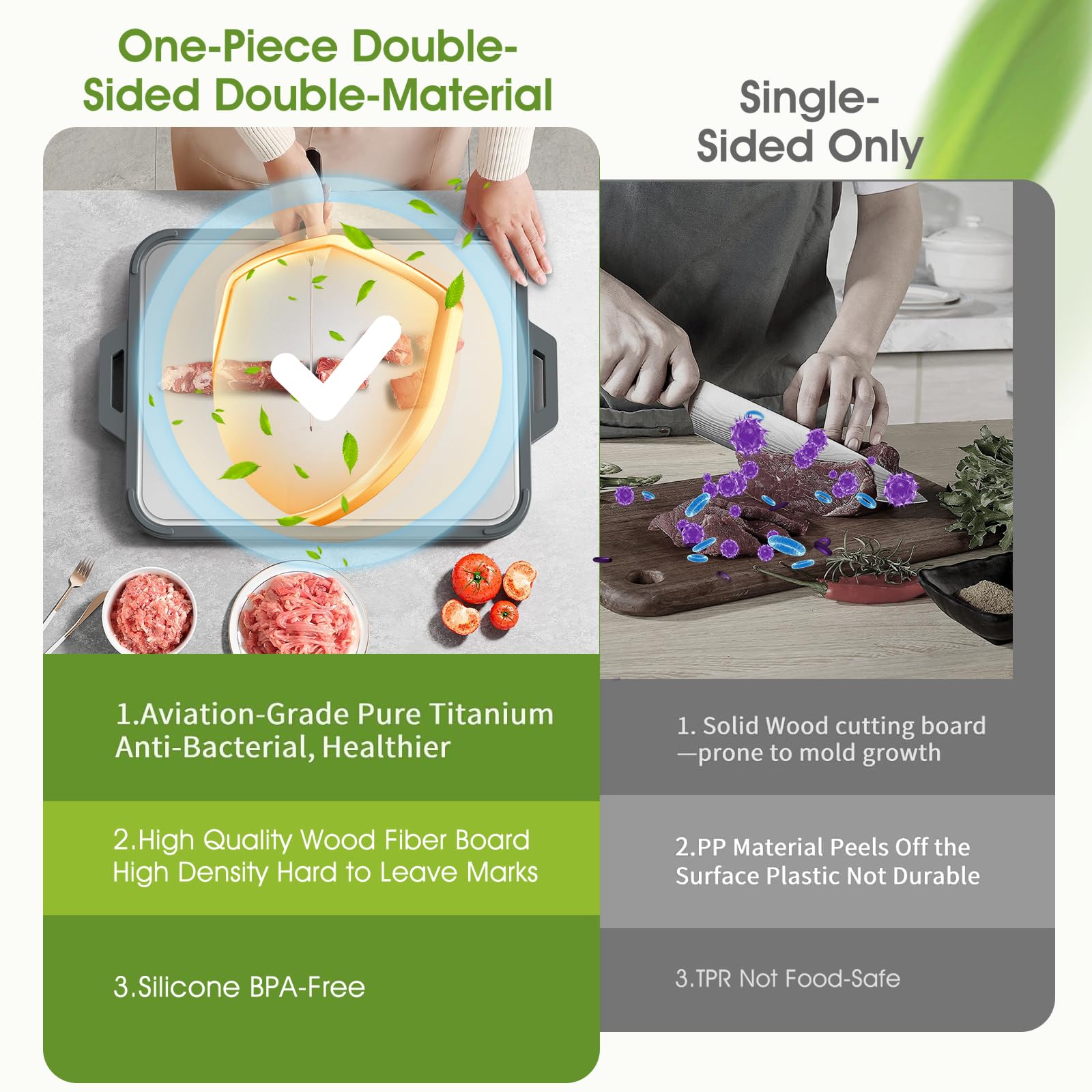 GUANCI silicone edge anti-slip detail keeping board stable during chopping