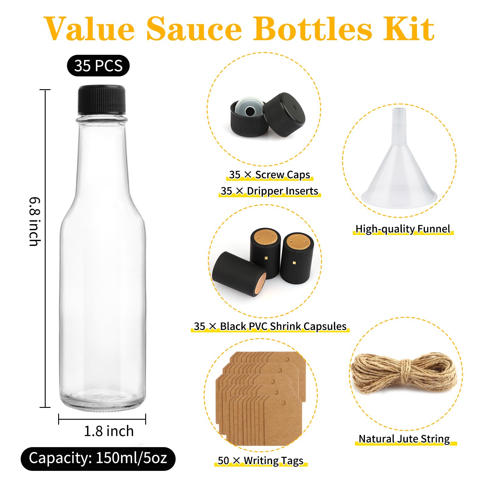 GUANENA closeup of black screw cap and dripper insert for controlled pouring and no spills