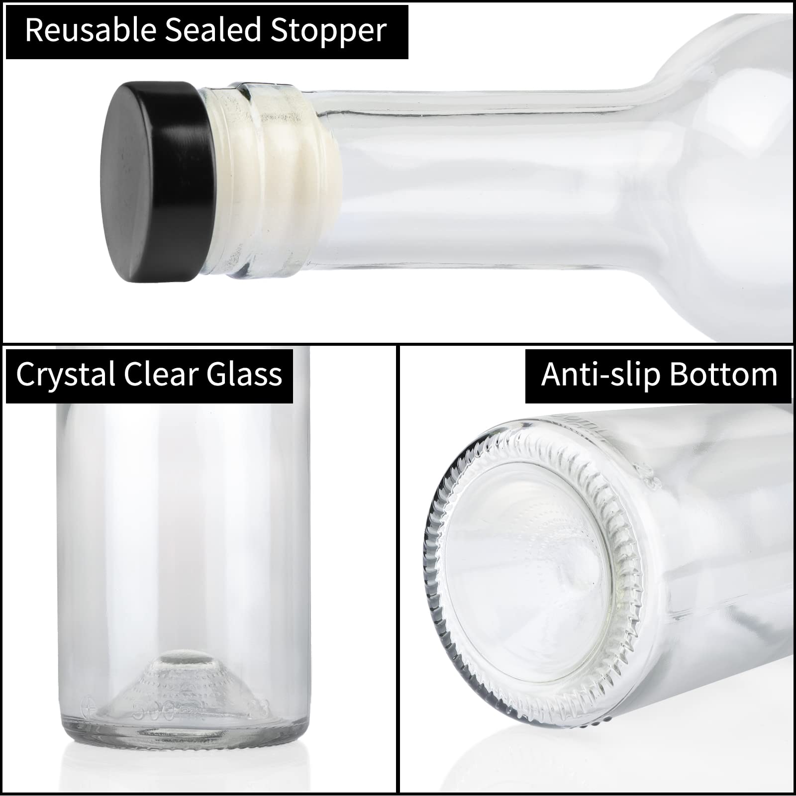 GUANENA funnel inserted into bottle mouth demonstrating spill-free filling
