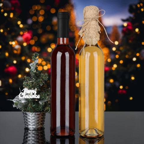 GUANENA styled table display of bottles used as wedding favors and decor