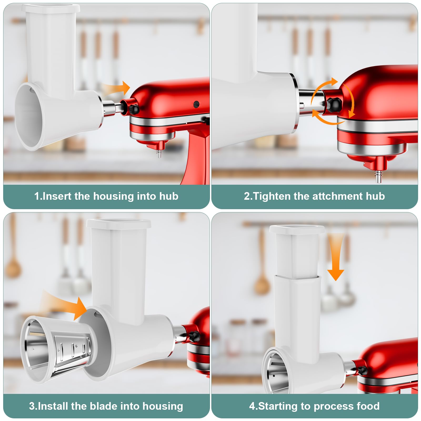 GuanQiao mounted on KitchenAid mixer for stable, wobble-free processing
