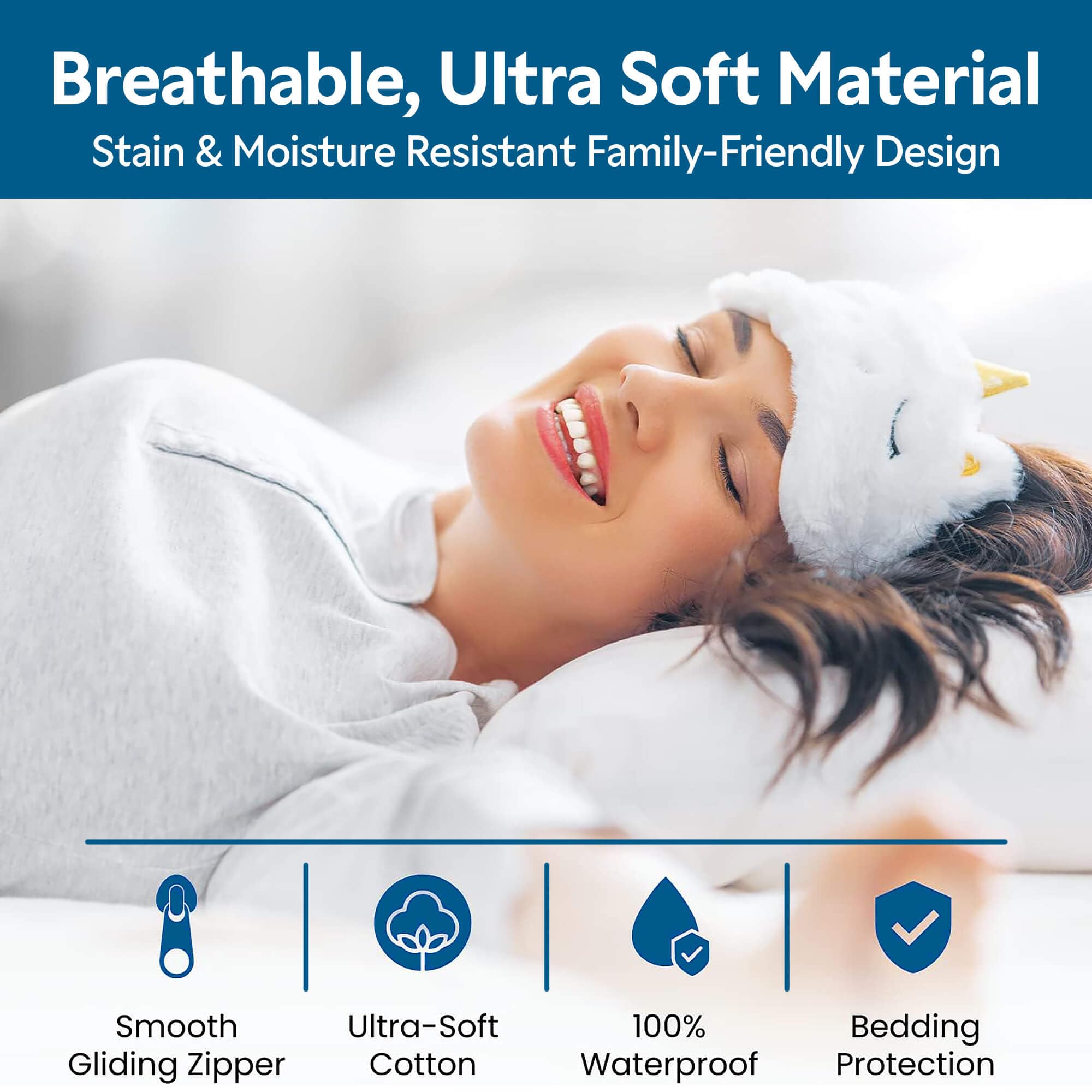 Guardmax pillow inside protector side view showing snug encasement and pest prevention