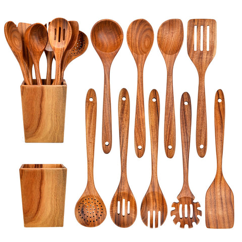 Gudamaye front view of full utensil set with holder showcasing organized storage benefit