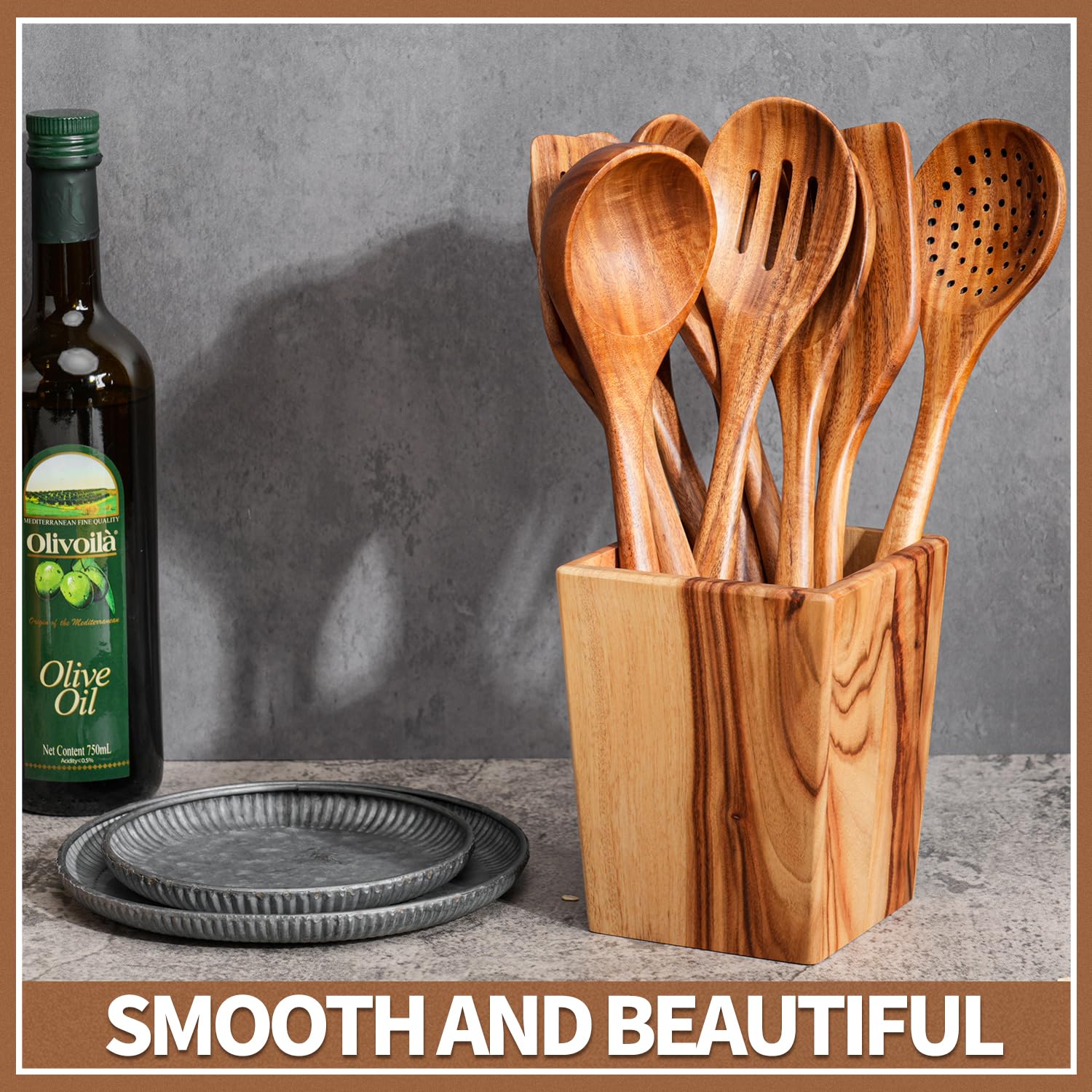 Gudamaye long-handled spoon reaching into deep pot showing safer cooktop reach