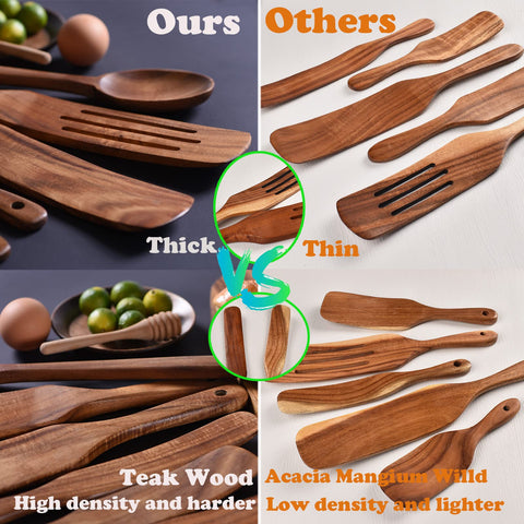 All nine Gudamaye spurtles arranged to show size range and scale for selection