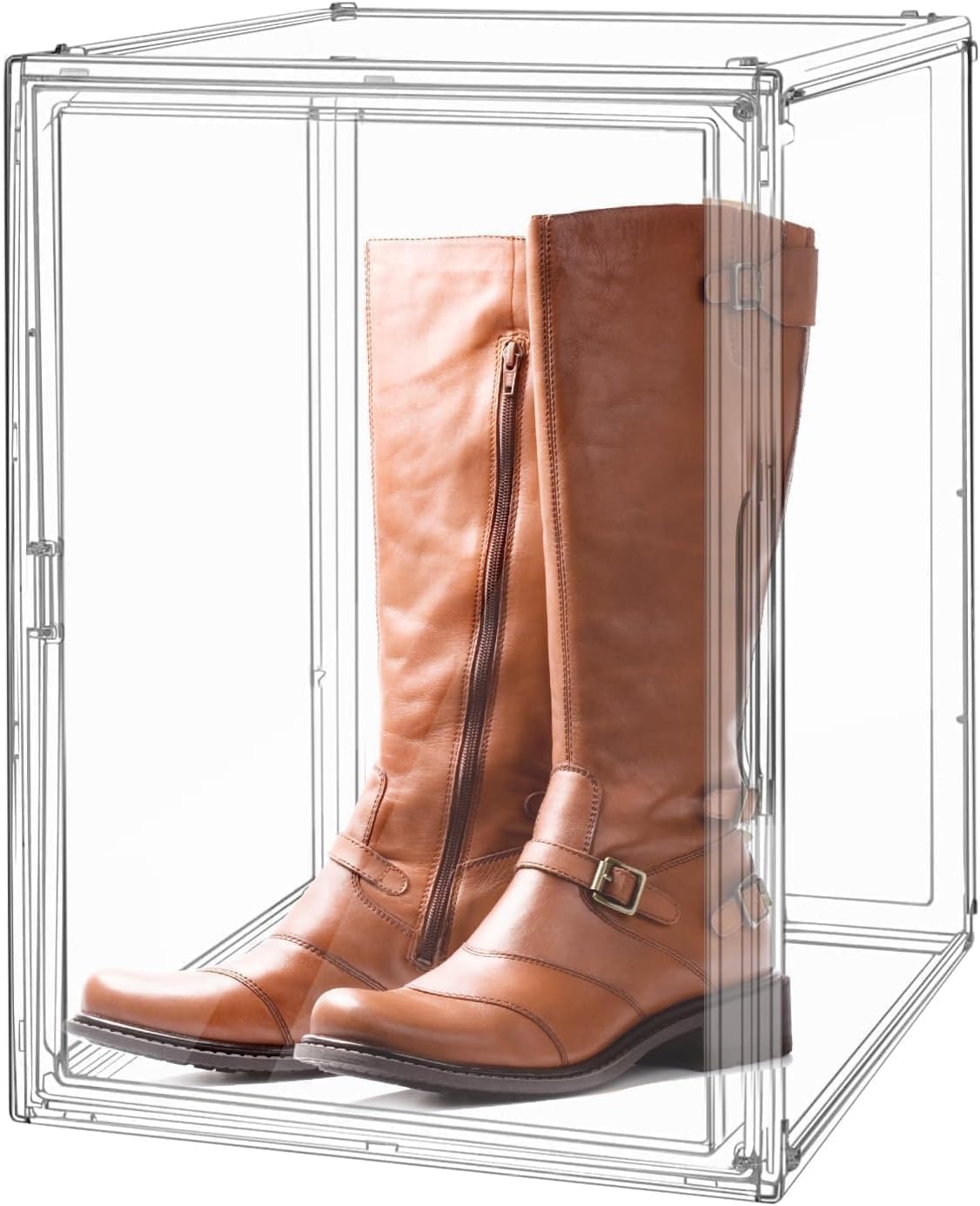 gudemay storing boots and purse showing roomy interior organization