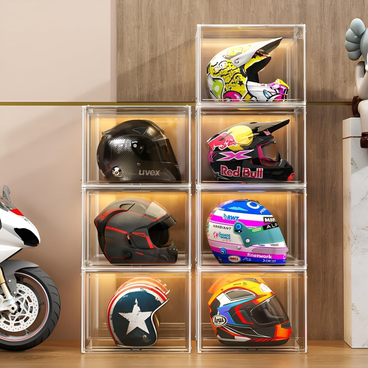 gudemay front view showing XL helmet displayed and clear visibility