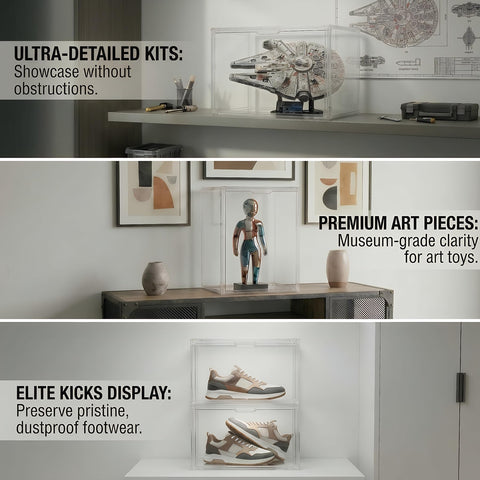 gudemay shelf lifestyle with multiple cases showcasing memorabilia neatly
