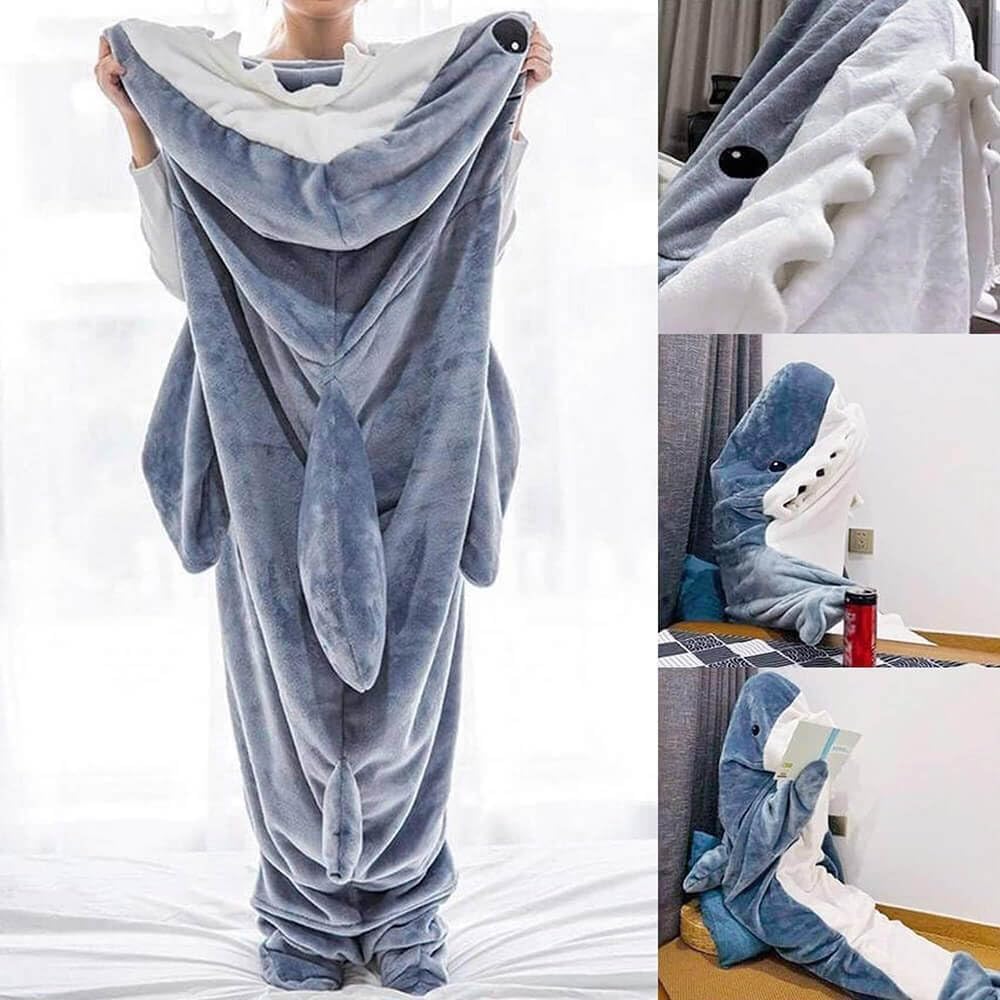 Child wearing Gudina shark hoodie in living room for engaging play and comfort