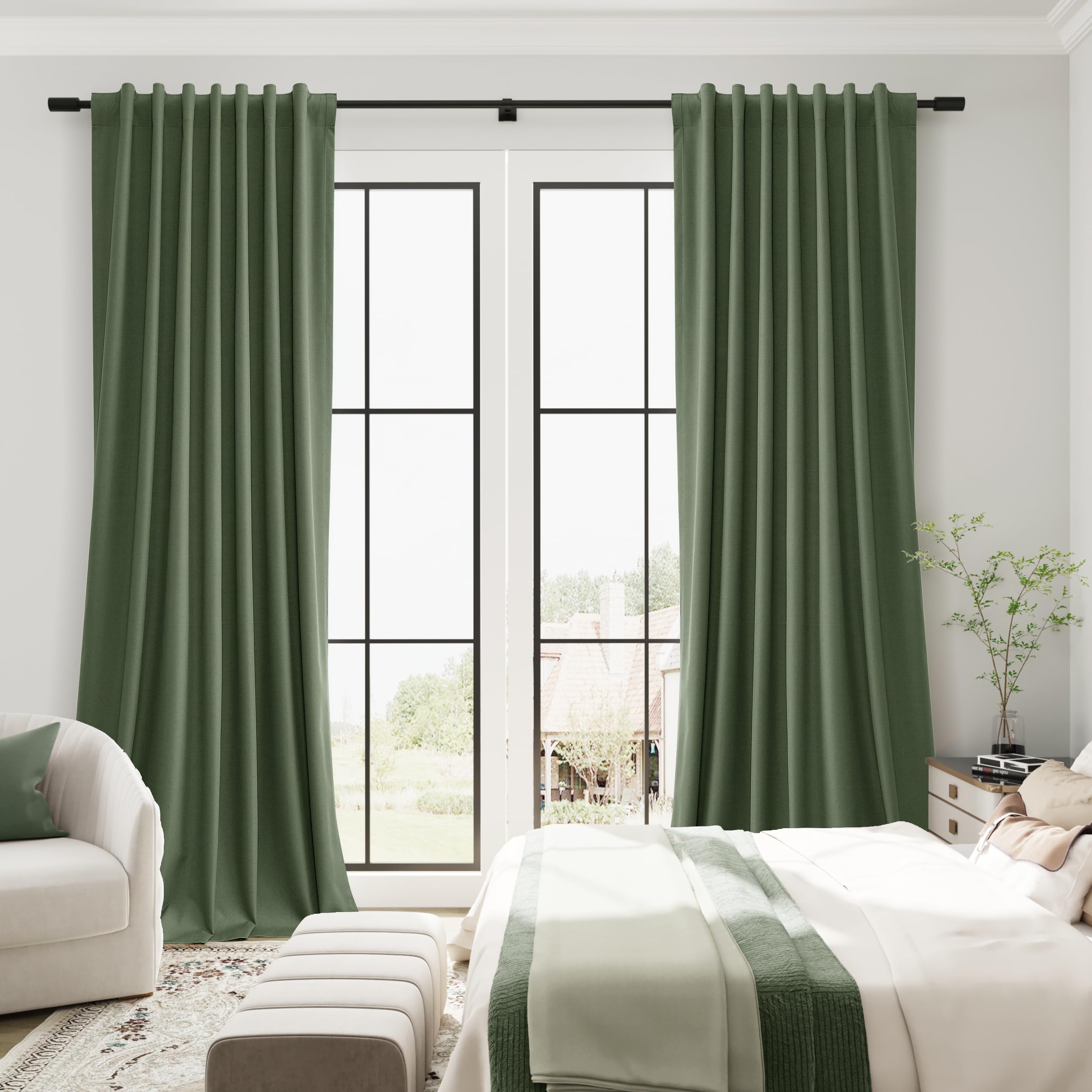 Guken curtains hung in bedroom demonstrating darkening and improved sleep environment