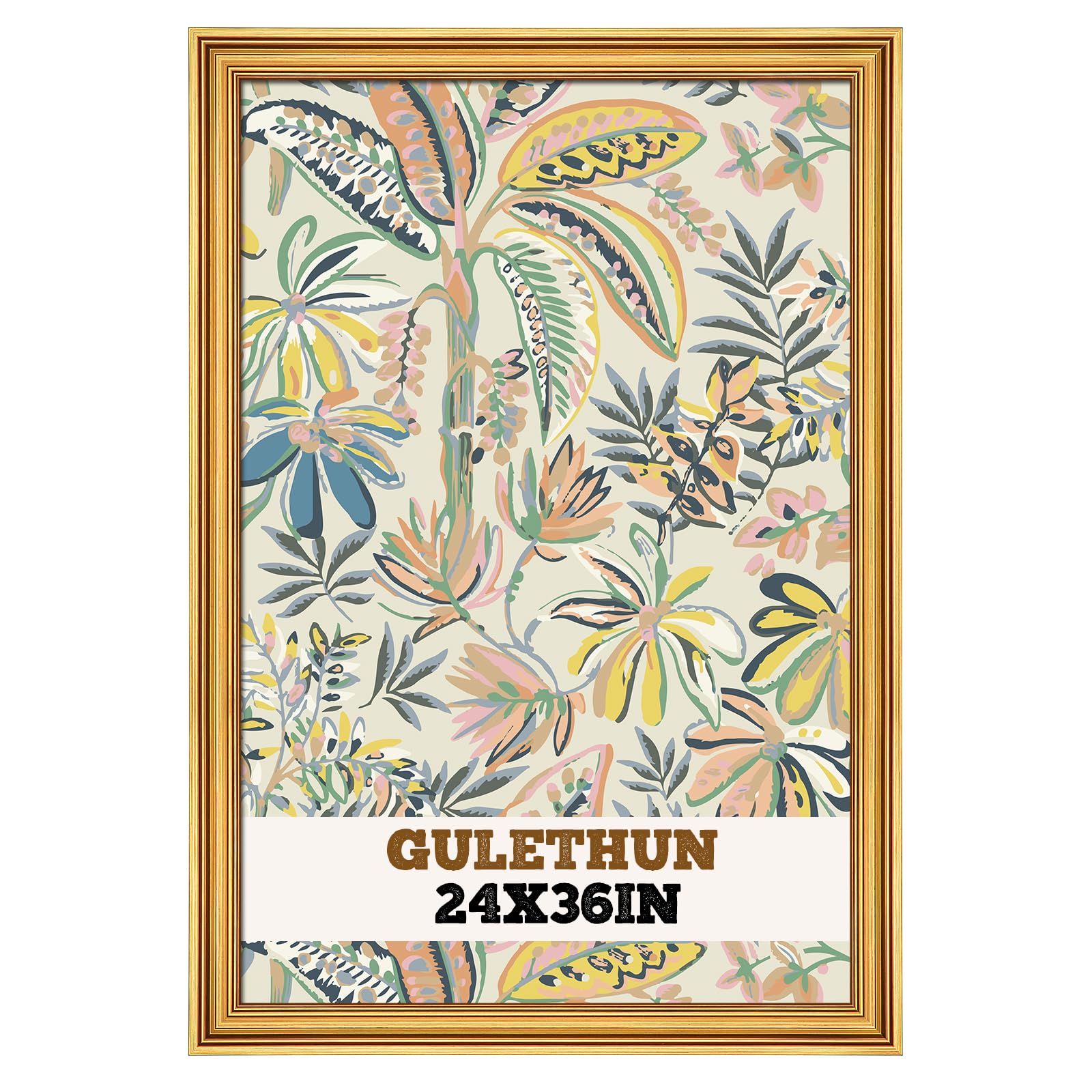 GULETHUN front view of 24x36 frame showcasing elegant gold finish and depth
