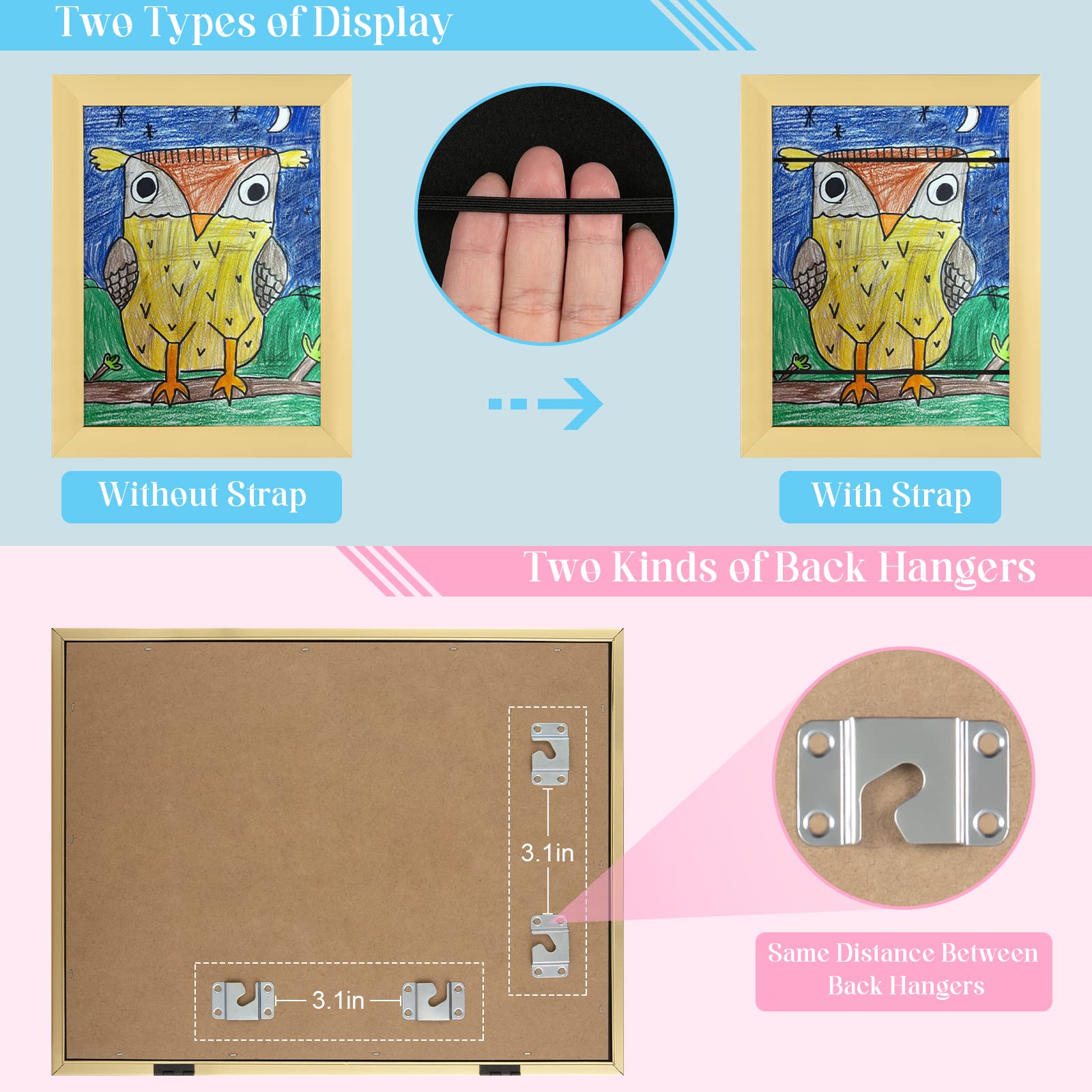 GULETHUN frame with child's drawing hung in playroom showing cheerful presentation benefit