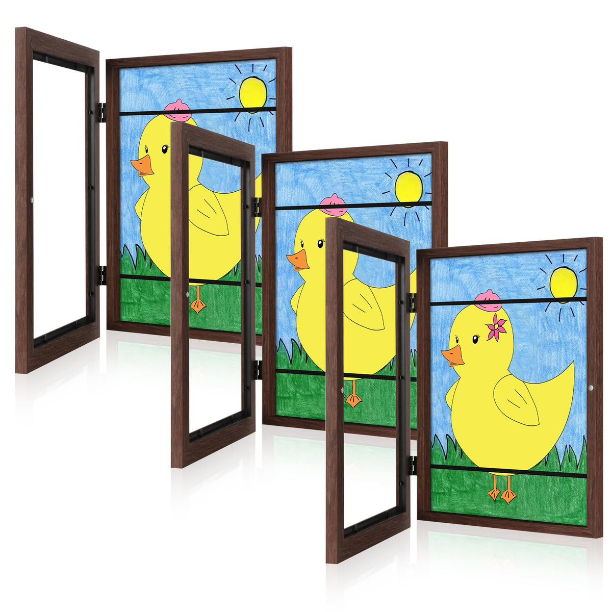 GULETHUN front view brown frames showing elegant display and organized storage