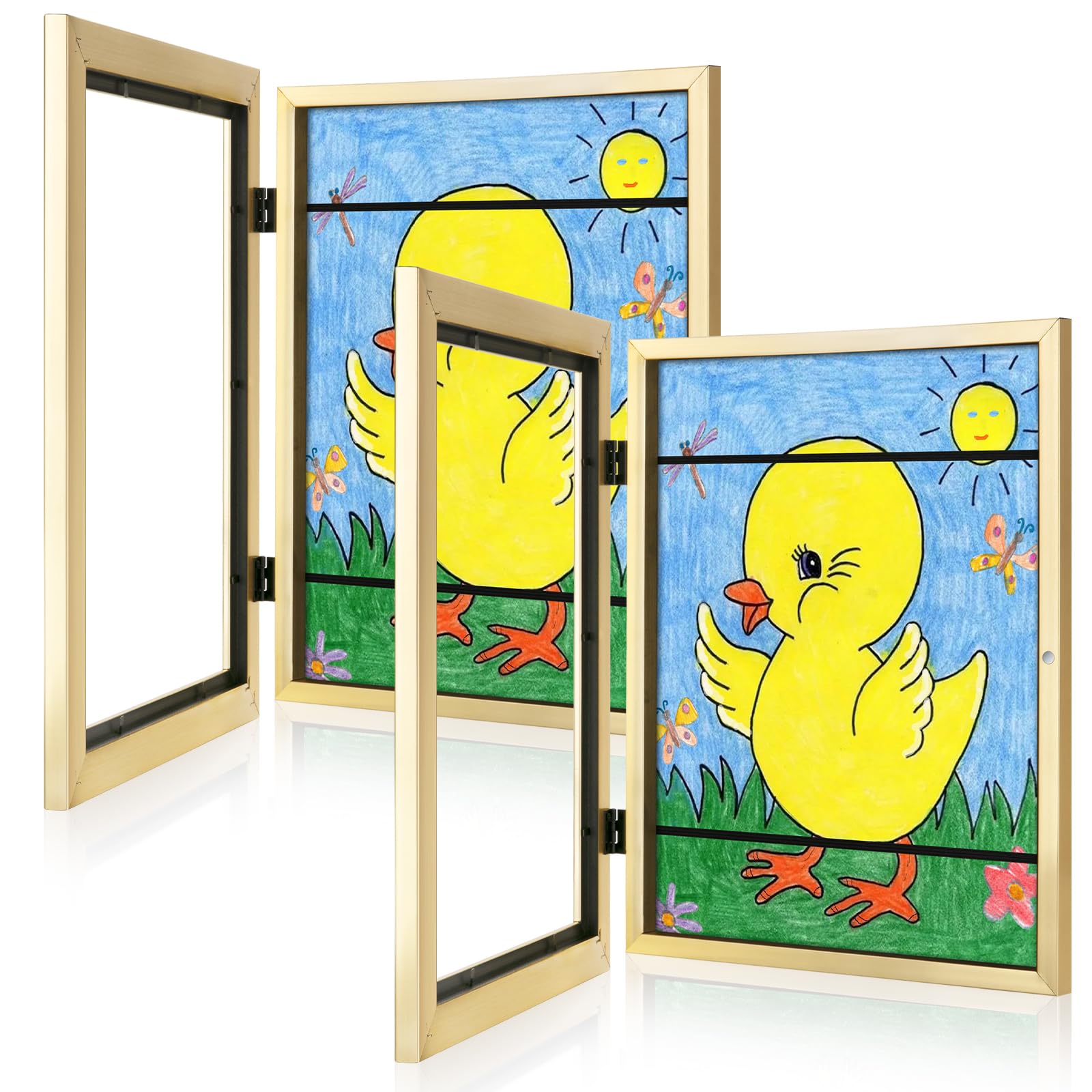 GULETHUN front view gold frame showing neat displayed artwork benefit display