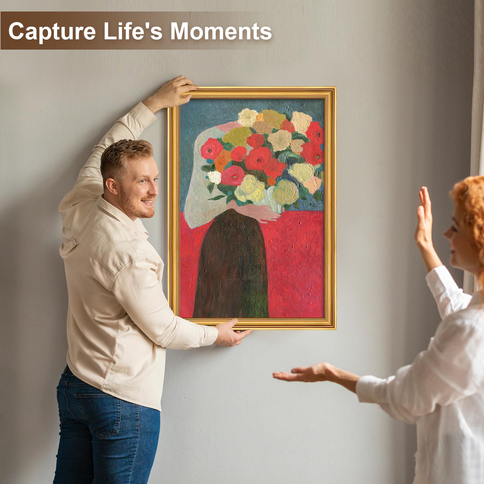 GULETHUN frame beside a 24x36 print to show true-to-size scale accuracy