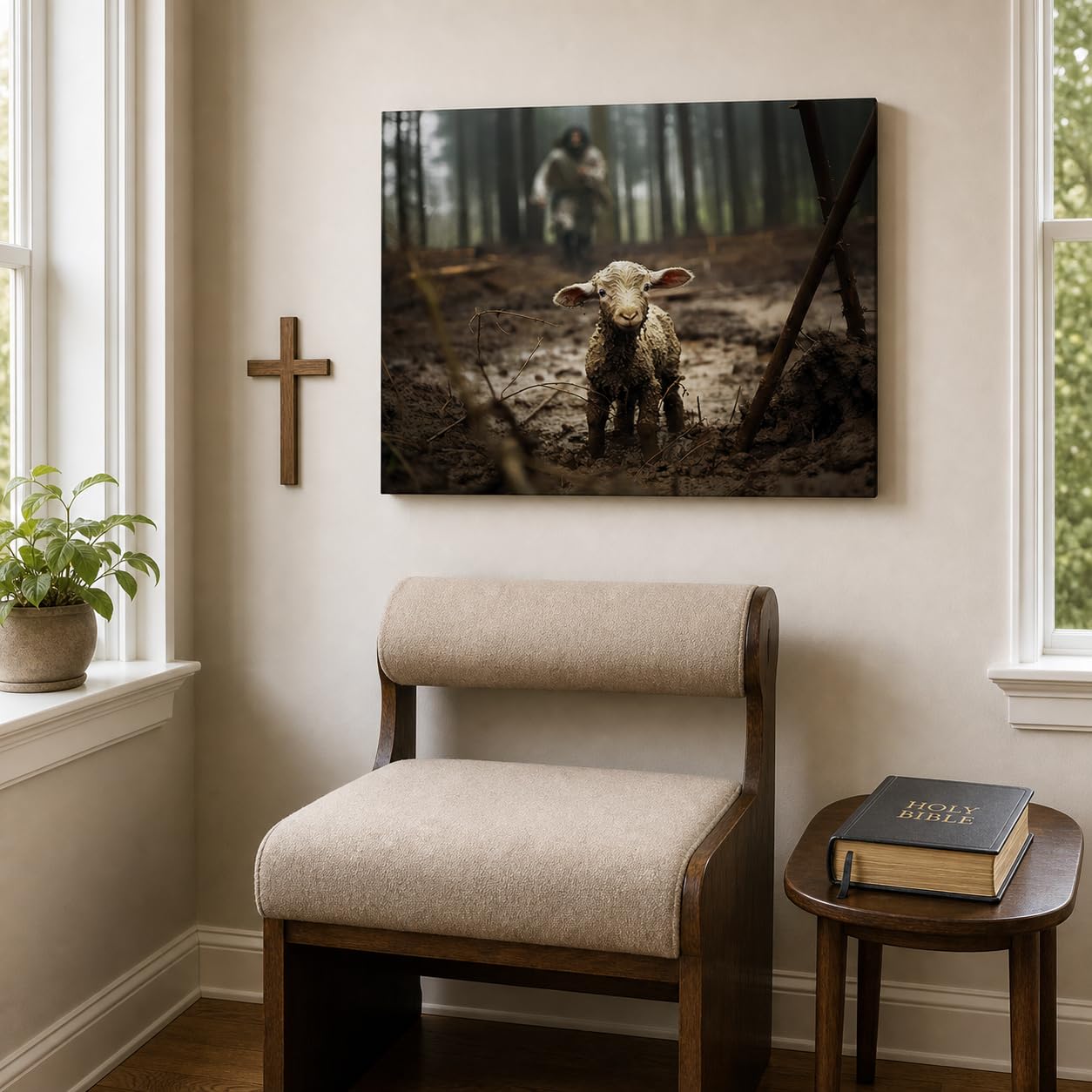 GUN SUPPLIES OUTLET LLC canvas beside sofa for scale showing ideal size selection benefit