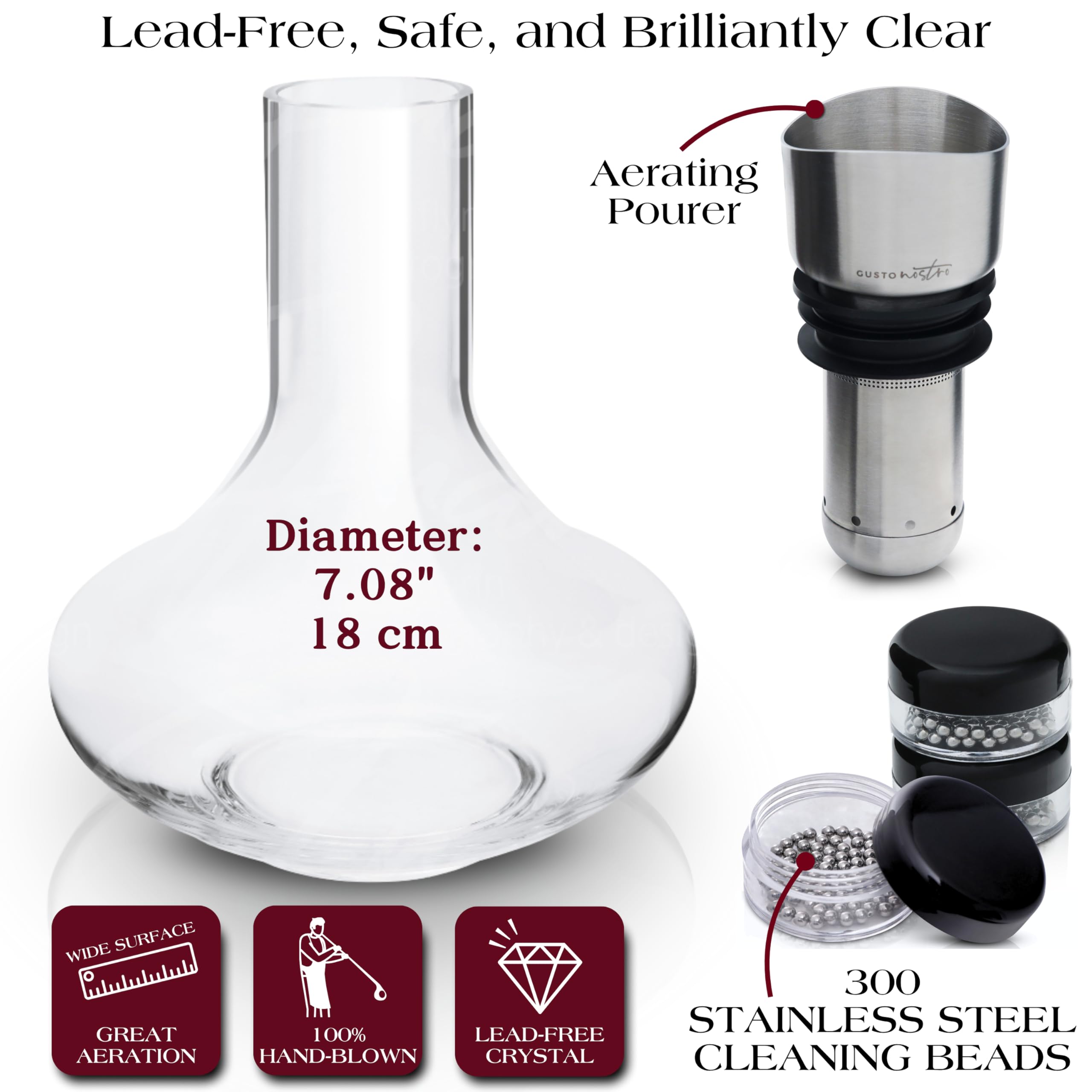 Gusto Nostro cleaning beads inside carafe simplifying interior cleaning and maintenance