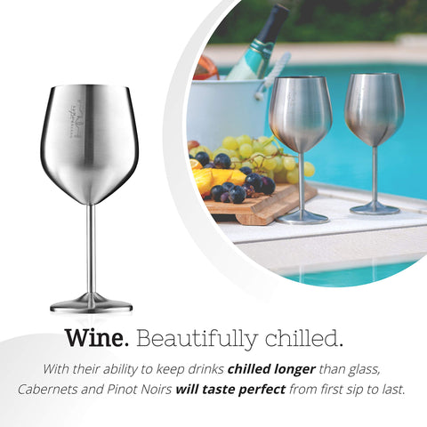 Gusto Nostro glass beside wine bottle illustrating 18 oz capacity and size