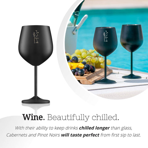 Gusto Nostro next to wine bottle showing 18 oz capacity and scale