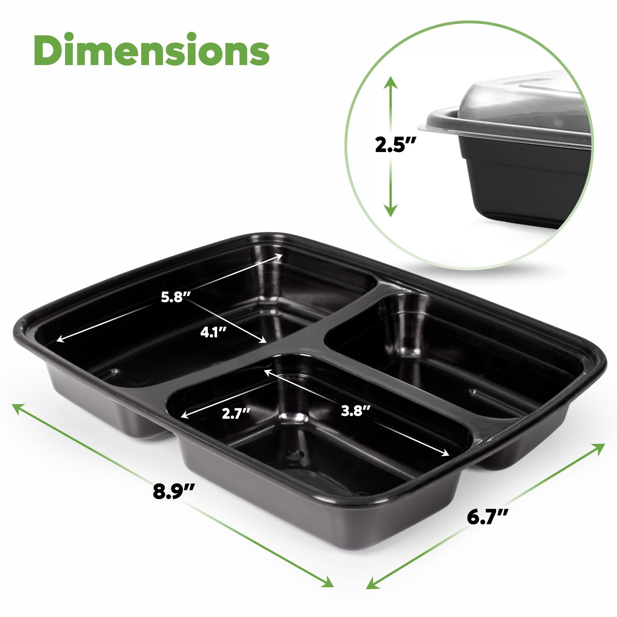 GUSTO top view of three compartments for organized portions