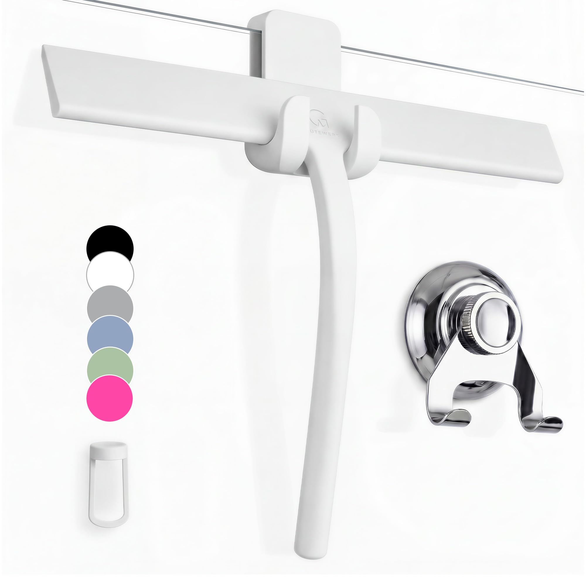 GÜTEWERK front view of white 11 inch squeegee showing clean design and benefits