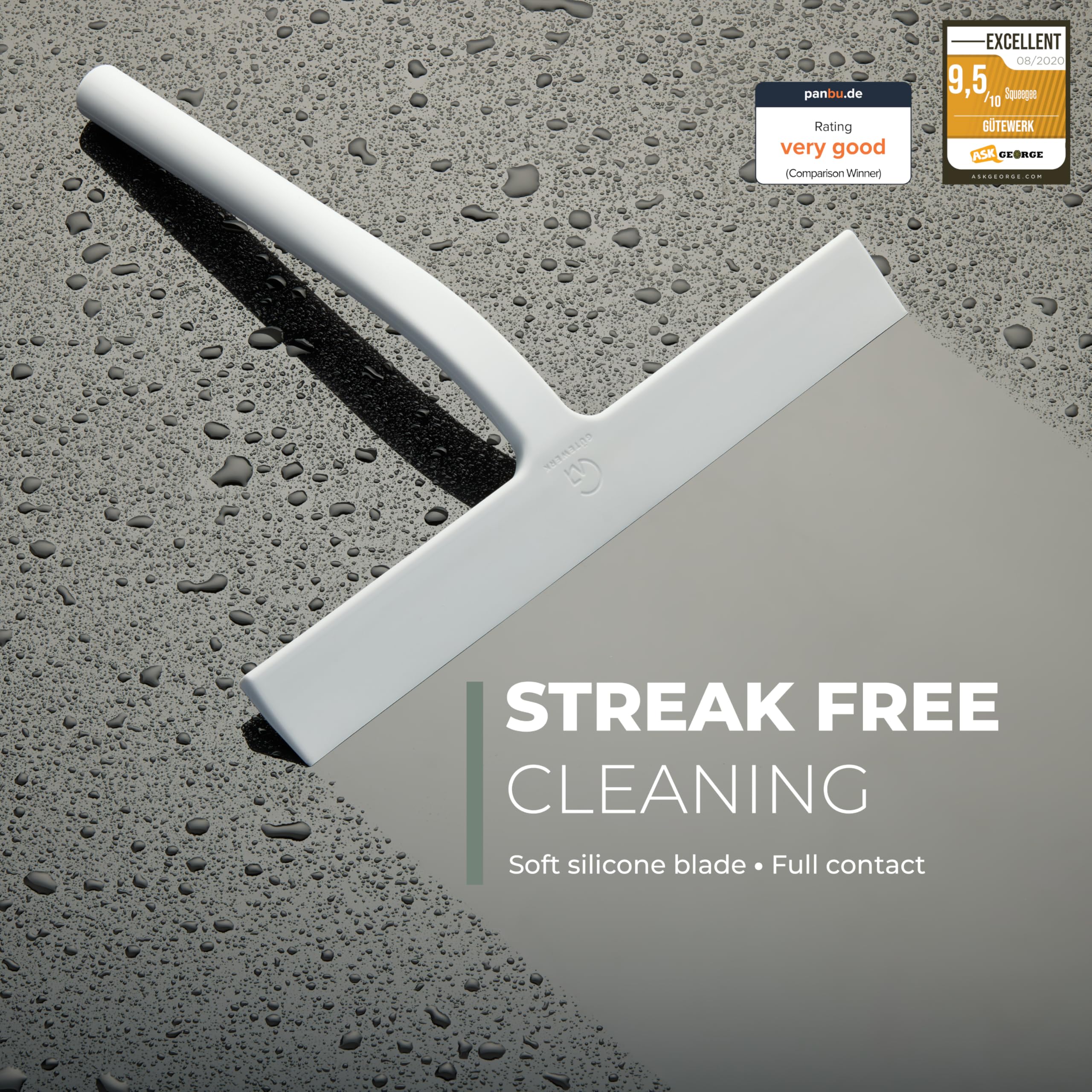 GÜTEWERK close-up of silicone blade illustrating smooth streak-free wiping