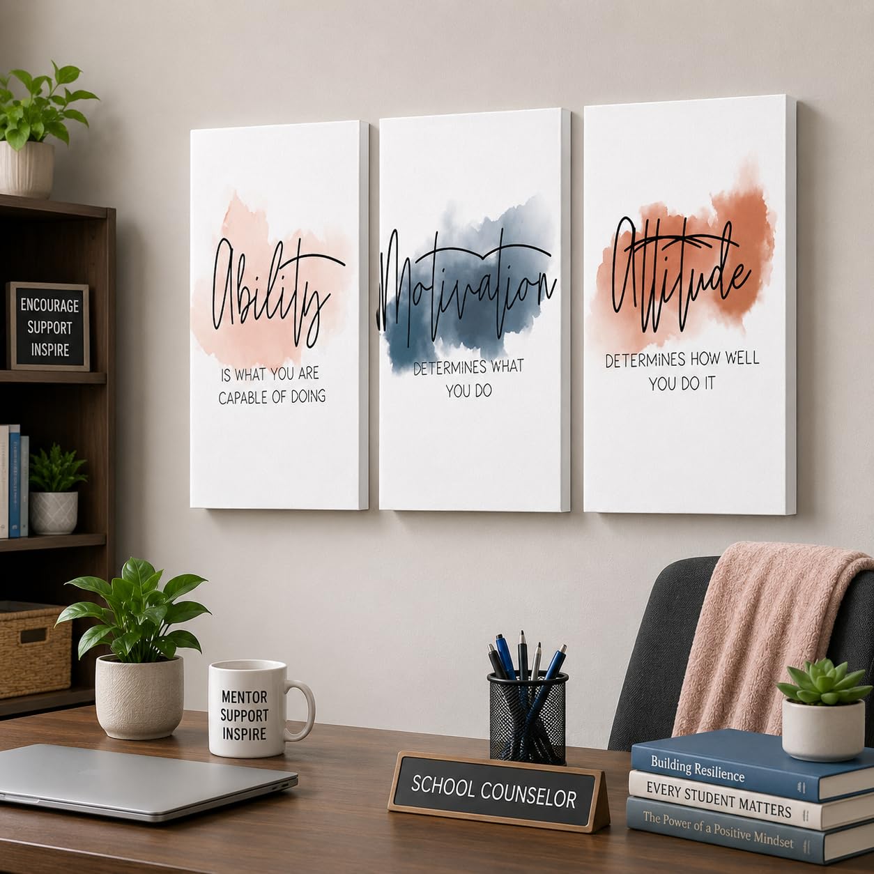 GUTTATY canvas set displayed in an office creating an inspiring workspace