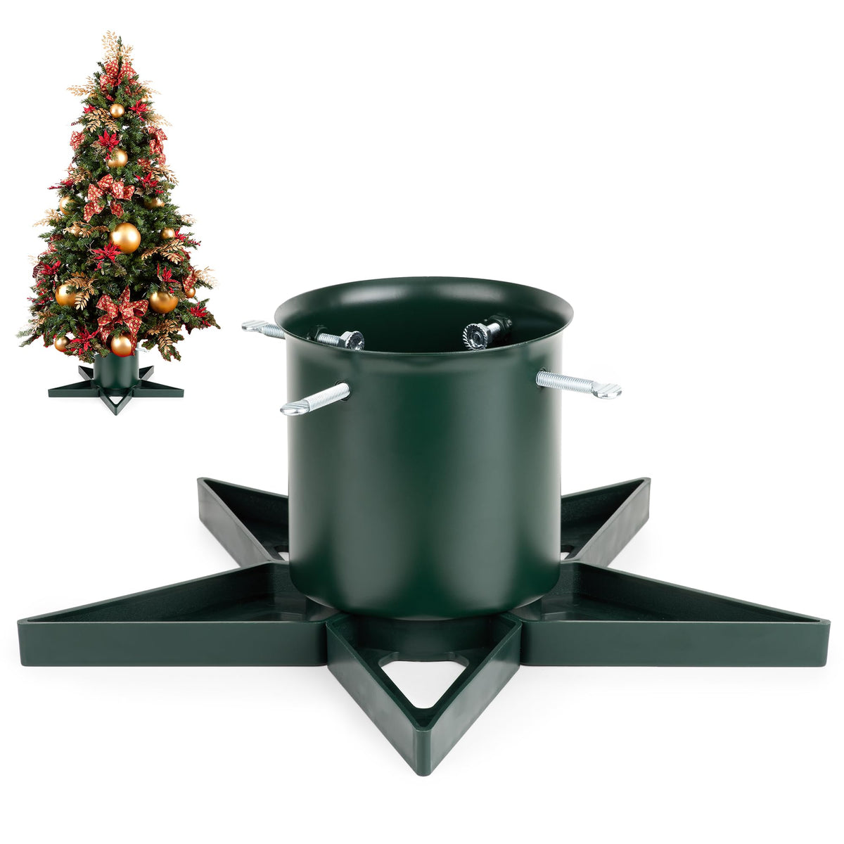 GuuG front view of star-shaped stand showing stable base and festive look