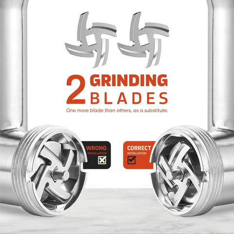 GVODE cutting blade and plate closeup highlighting sharp edges for efficient grinding