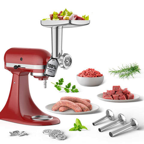 GVODE front view attachment mounted on KitchenAid, shows easy installation benefit