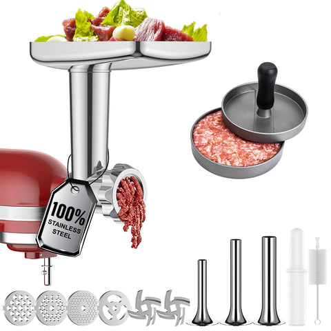 GVODE front view of stainless steel grinder attachment showing durable build and versatility