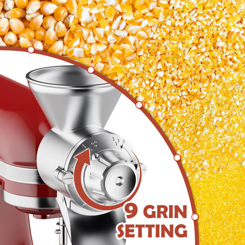 GVODE attachment mounted on KitchenAid mixer while grinding showing convenient operation