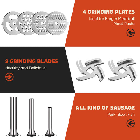 GVODE three sausage stuffer tubes displayed for varied sausage sizes and neat filling
