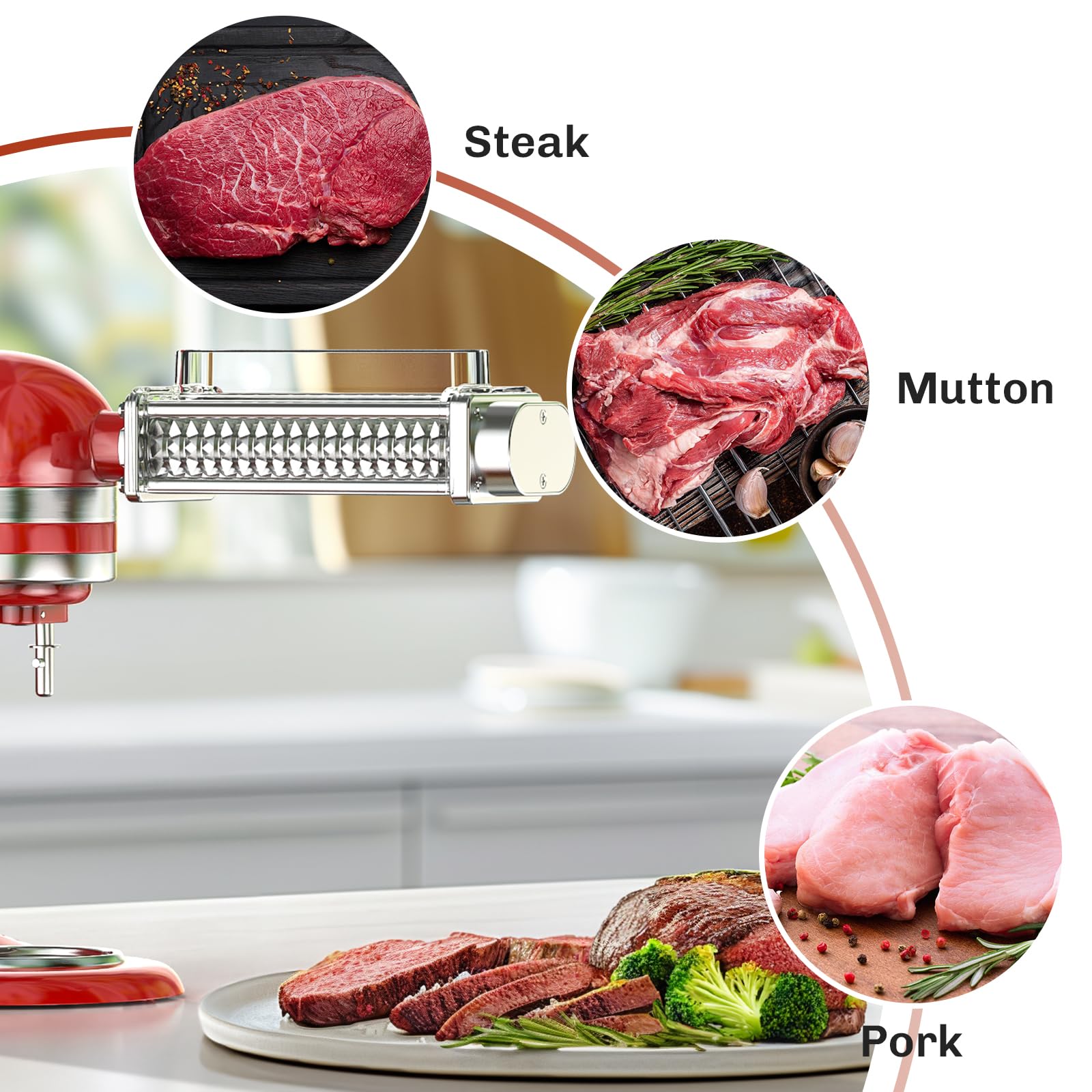 GVODE attachment next to stand mixer to show scale and compact storage
