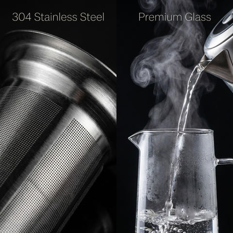 GWNF borosilicate glass carafe closeup highlighting durable clear construction