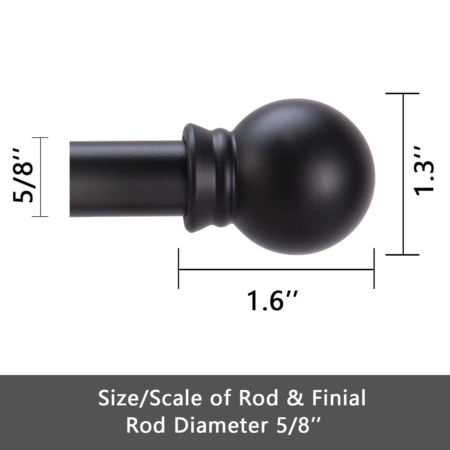 GXOACKJ 5/8 inch rod diameter shown next to ruler for accurate size and compatibility