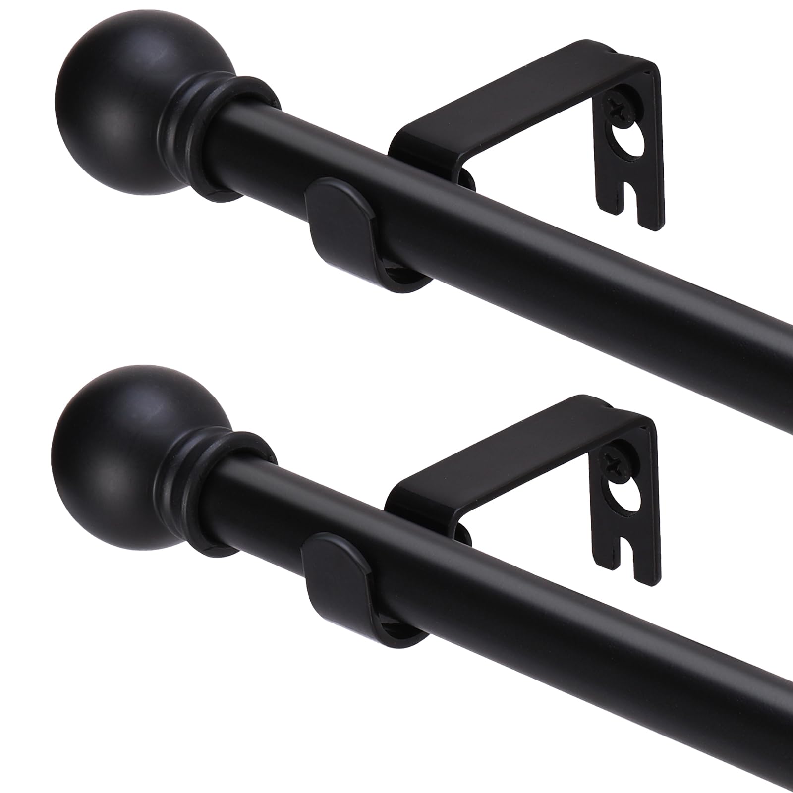 GXOACKJ front view of two black curtain rods showing clean modern look and ready‑to‑install