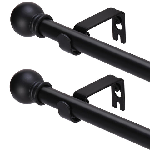 GXOACKJ front view of two black curtain rods showing clean modern look and ready‑to‑install