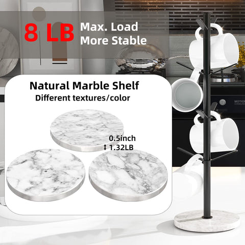 Gypie marble mug holder base closeup highlights heavy marble stability benefit
