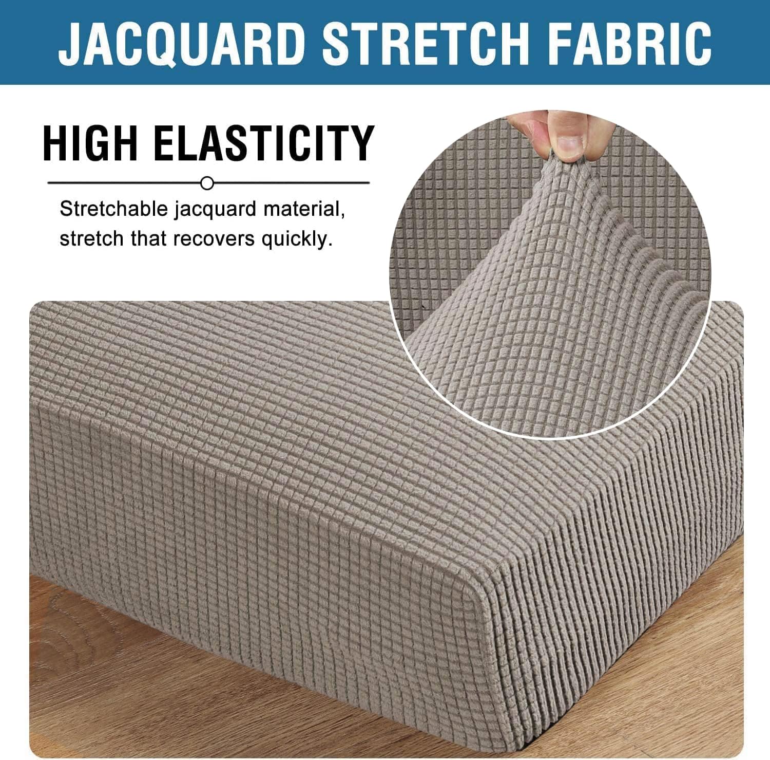 H.VERSAILTEX elastic loop detail securing cover under cushion for stability