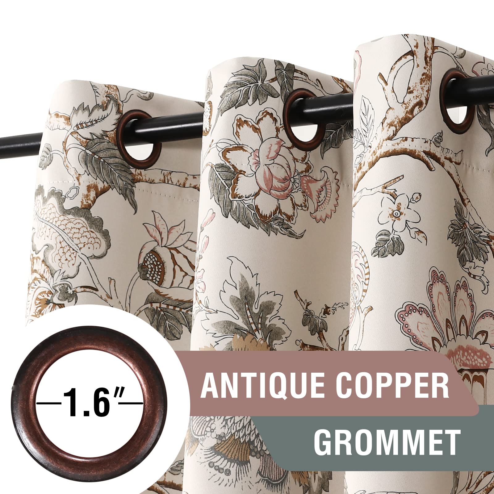 H.VERSAILTEX antique metal grommet detail for easy hanging and smooth sliding
