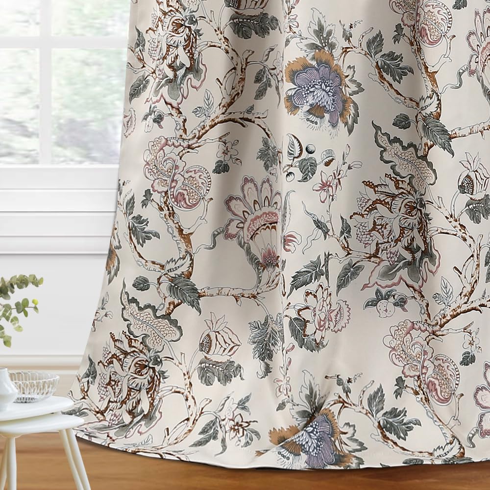 H.VERSAILTEX front view of floral curtain set showing pattern and coverage benefit