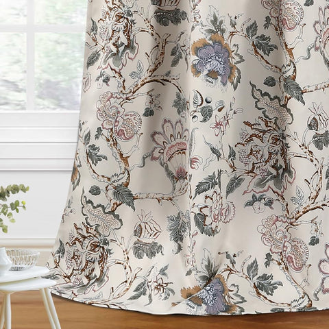 H.VERSAILTEX front view of floral curtain set showing pattern and coverage benefit
