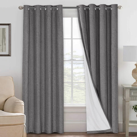 H.VERSAILTEX front view grey panels adds modern privacy and full blackout